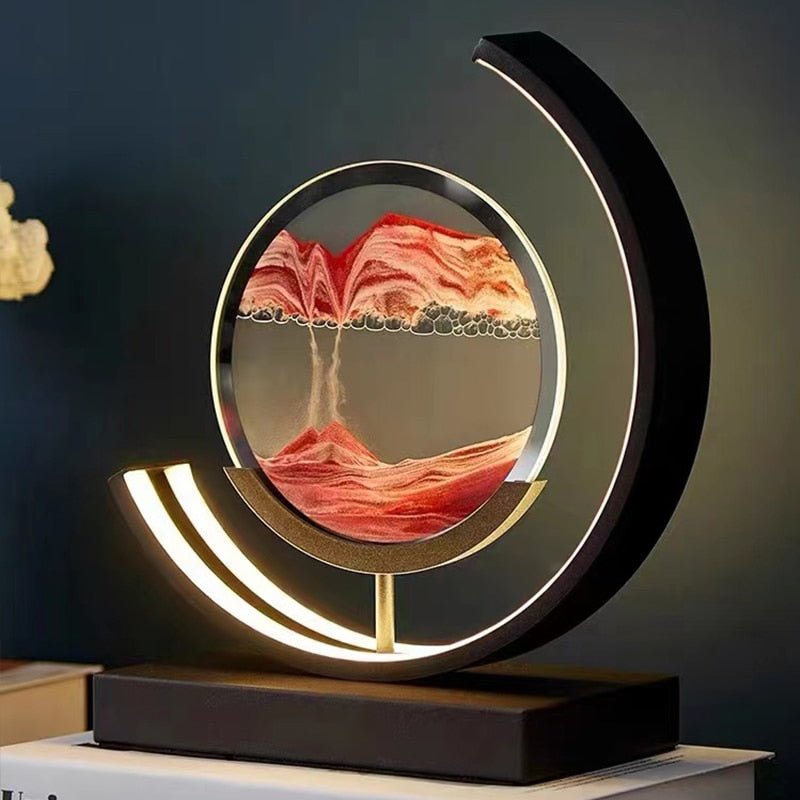 Kinetic Sand Motion Night Light with Rotating Landscape Display for Bedroom Nightstand and Living Room Ambiance