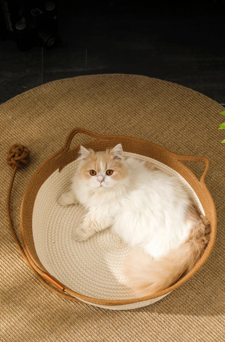 CoolPaws | Cooling Cat Bed with Hand-Woven Design | Breathable Comfort for Summer Relaxation