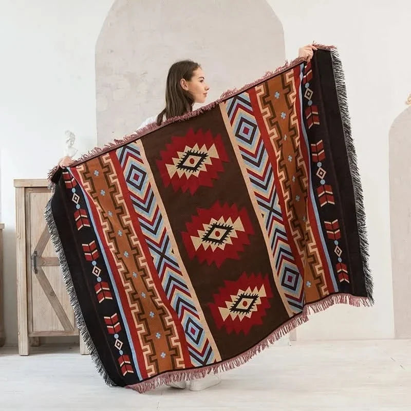 MEXIBREEZE – Bohemian Linen Blanket for Travel & Sofa Use