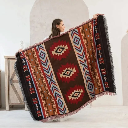 MEXIBREEZE – Bohemian Linen Blanket for Travel & Sofa Use