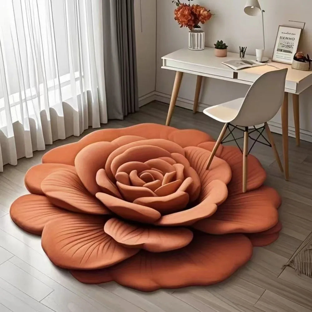 Rose Petal Bath Mat – Soft Microfiber Non-Slip Rug for Bathroom Decor, Machine Washable Floral Design for Shower, Bedroom, Entryway