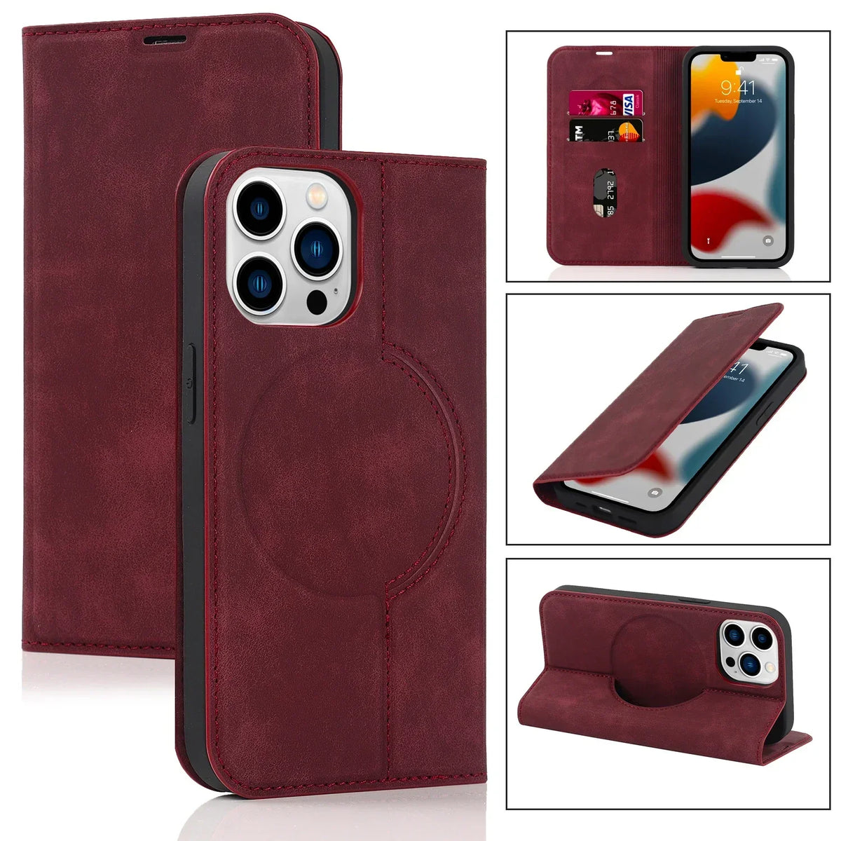 Magnetic Detachable Wallet Case for iPhone with Wireless Charging & Card Slots