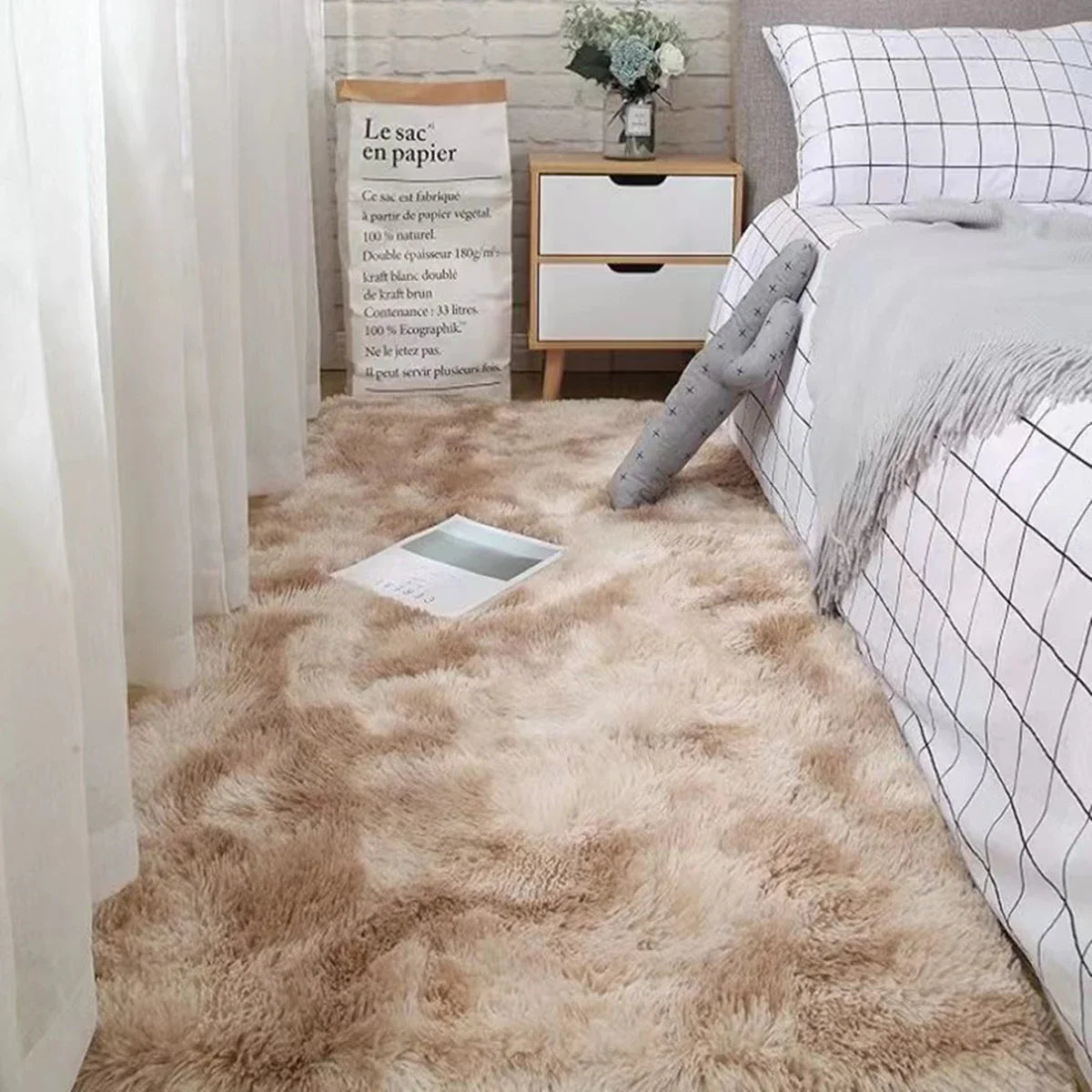 Plush Floor Runner Rug 31.5 x 79 inches White Microfiber Anti-Slip Backing Bedroom Hallway Living Room Soft Shag Carpet for Hard Floors