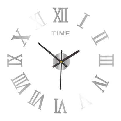 DIY 3D Roman Numeral Timepiece 16 Inch Self-Adhesive Acrylic Numbers Mirror Finish for Bedroom Office Living Space Home Decor No Drilling Ne