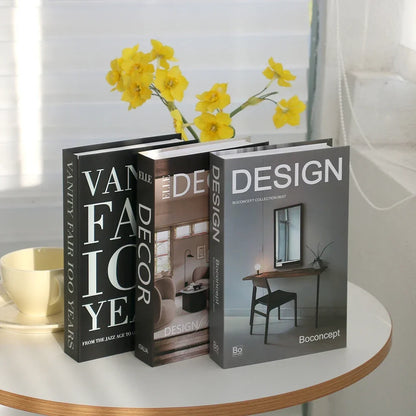 Hollow Cardboard Book Stack 3-Piece Display Set for Shelf Styling Coffee Table Accent Modern Home Interior Staging Props