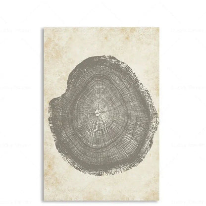 Abstract Tree Ring Wall Art Polyester Canvas 24x18 Inch Nature-Inspired Home Decor for Living Room Bedroom Office Rustic Organic Woodland De