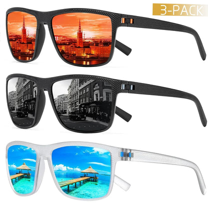 Polarized Sunglasses 3-Pack Set UV400 Protection Outdoor Eyewear for Men Women Driving Fishing Beach Sports