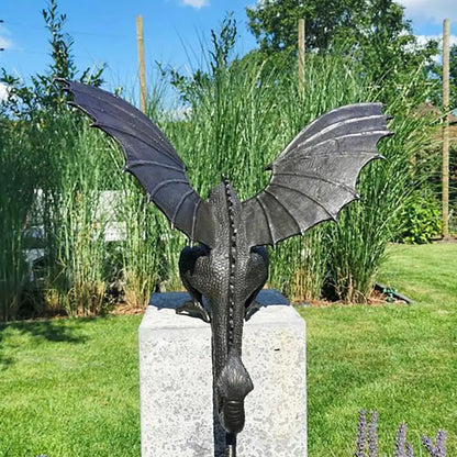 Mythical Dragon Water Spout Statue 14 Inch Resin Fantasy Sculpture for Outdoor Ponds Patios Yard Decor Garden Ornament