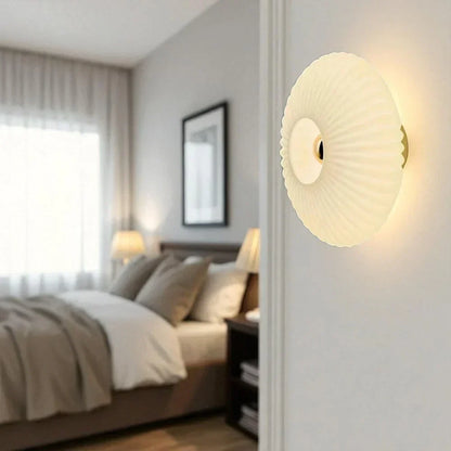 Textured Glass Shell Sconce in Golden Amber Finish for Bedroom Hallway Living Room Accent Lighting