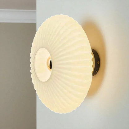 Textured Glass Shell Sconce in Golden Amber Finish for Bedroom Hallway Living Room Accent Lighting