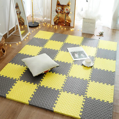 Interlocking Foam Floor Tiles 12x12 Inch Non-Slip Cushioned Baby Crawling Mat for Nursery Playroom Kids Activity Area Water-Resistant EVA Pu