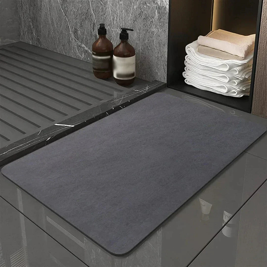 Stone Bath Mat Rapid-Dry 16x24 Inches Non-Slip Rubber Base Entryway Rug Beige Gray Navy for Shower Floor Bathroom Kitchen Door Balcony Water