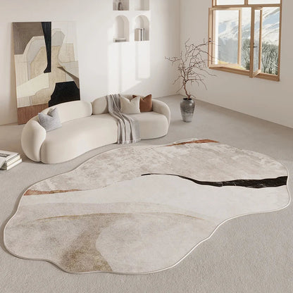 Organic Contour Area Rug | Irregular Design with Non-Slip Backing | Soft Polyester for Living Room Comfort