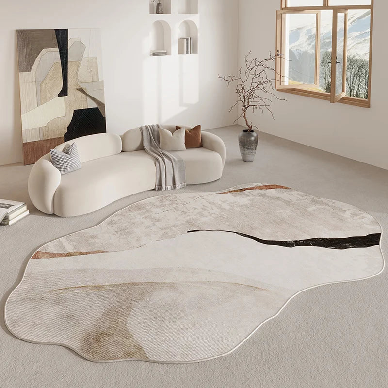 Area Rugs, Irregular Shape Rug with Non Slip Backing, Abstract Living Room Rug, Soft Bedroom Rug