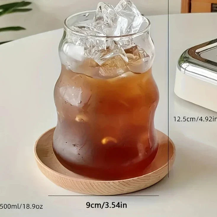 Textured Glass Drinking Glasses Set of 4 for Coffee Tea Juice Water Modern Kitchen Barware Hot Cold Beverages Borosilicate Drinkware