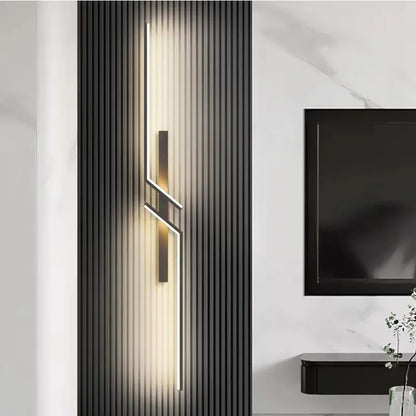 LED Wall Sconce Linear Geometric Accent Light 24-40 in Black Warm Cool Neutral for Bedroom Hallway Contemporary Interior Lighting
