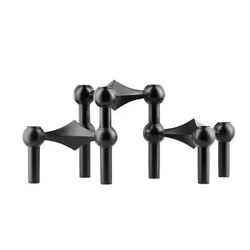 Geometric Metal Candle Holder - Modular Stacking Candelabra for Tables & Centerpieces - Modern Minimalist Decor