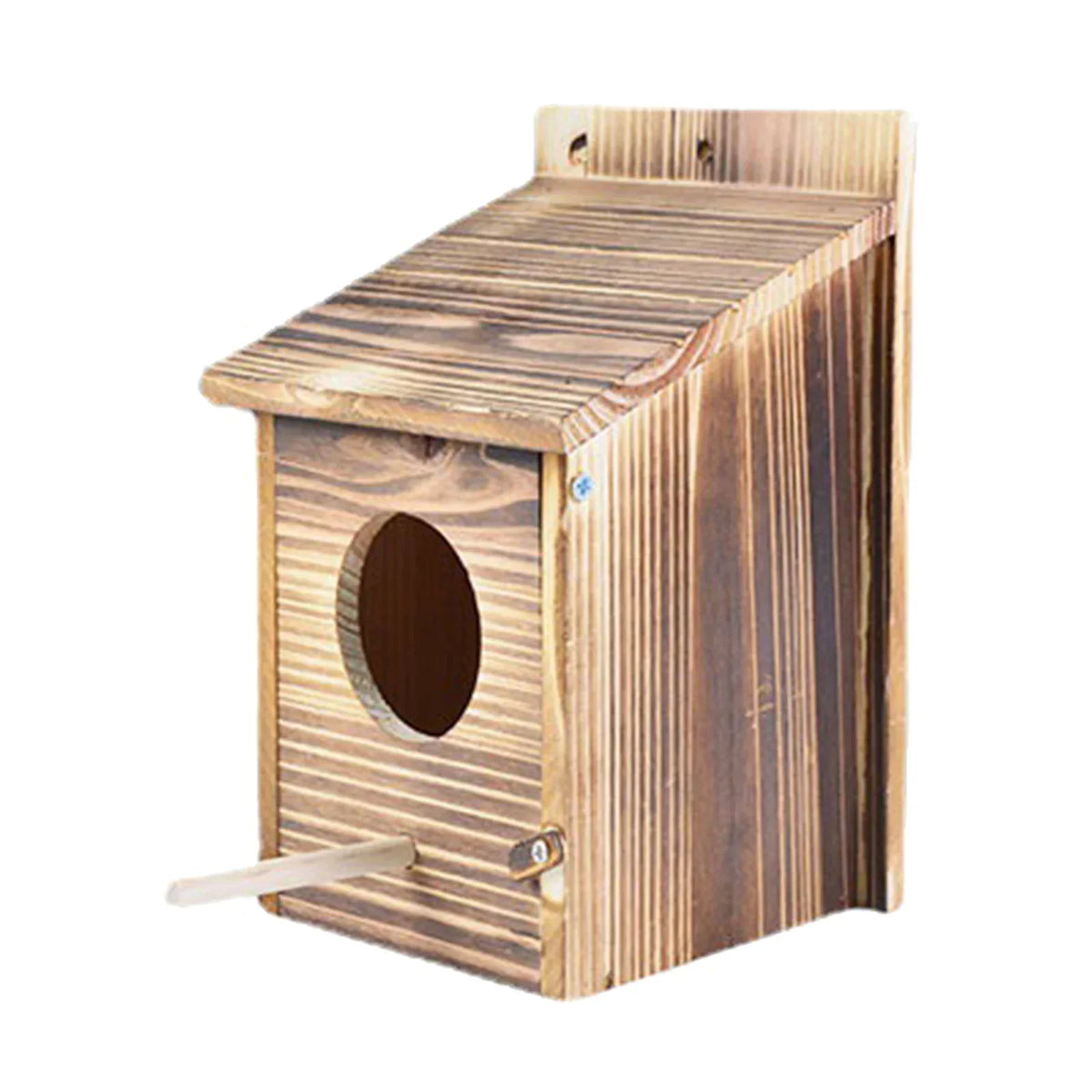 Wooden Bird Nest Box 8.7 in with Side Access Door for Outdoor Hanging Garden Backyard Patio Wildlife Habitat Natural Wood Shelter for Small