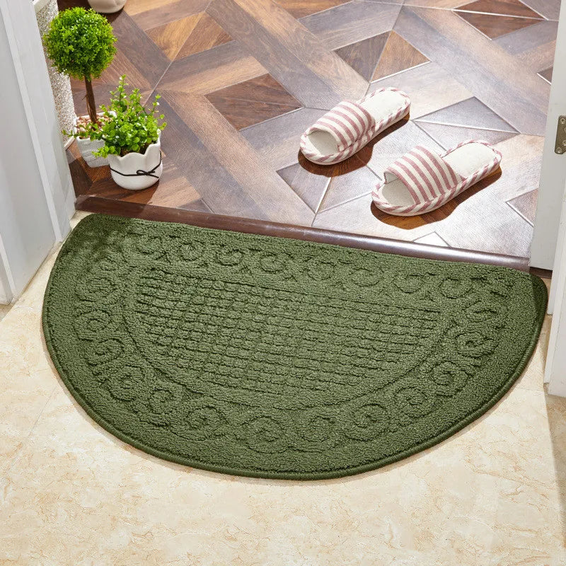 Semicircle Doormat Non-Slip Polyester Entry Mat for Front Door Kitchen Bathroom