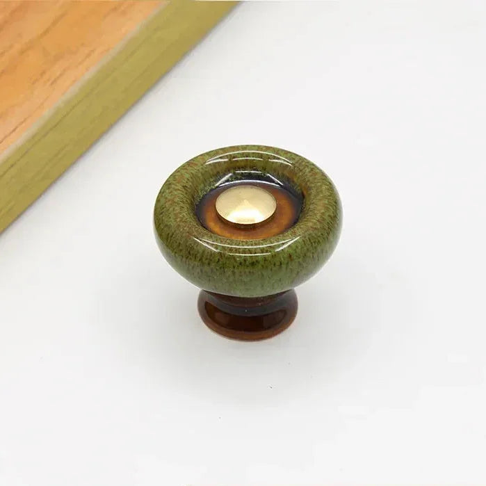 Round Ceramic Furniture Pull 1.3 Inches for Kitchen Drawers Cabinets Cupboard Dresser Bathroom Vanity Wardrobe Refresh Hardware Upgrade Repl