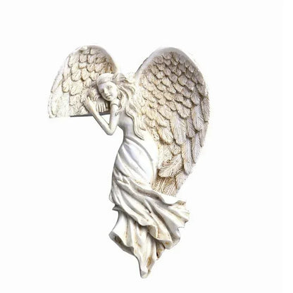 Angel Wing Wall Sculpture for Doorways & Corners – Resin Guardian Décor for Home, Entryway, Garden – Spiritual Protector Art