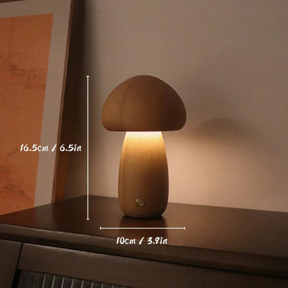 Cordless Wooden Night Light USB Rechargeable 8-Inch Cube Dimmable LED Lamp for Bedside Tables Study Desks Living Rooms