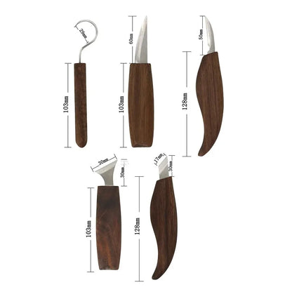 Carving Knife Kit for Wood — 8-Piece Whittling Tool Set with Hook Blade, Detail Knives & Files for Spoon Carving, Sculpting & Craft Work