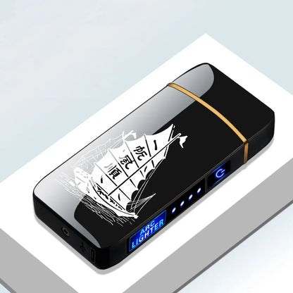 Rechargeable Dual-Arc Plasma Lighter with Touch Sensor & LED Display for Candles, Pipes & Outdoor Use