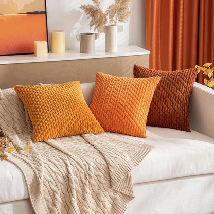 Ribbed Throw Pillow Cover 18×18 Inch Polyester Cotton Blend Textured Decorative Accent for Sofa Couch Armchair Bedroom Modern Scandinavian B
