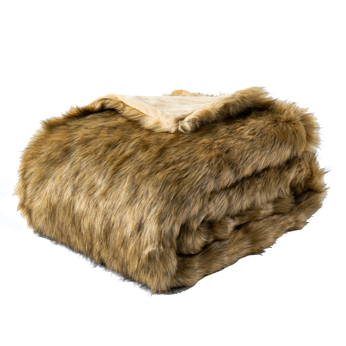 Plush Faux-Fur Accent Blanket 80×60 in Oversized Ultra-Soft Polyester Decorative Cover for Bedroom Sofa Chair Couch Neutral Tan Silver Brind
