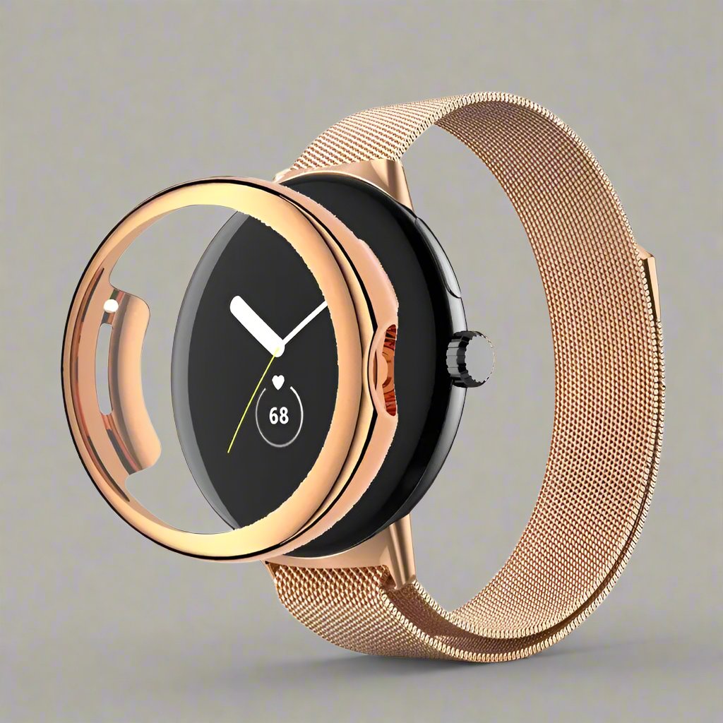 Metal Bracelet Watch Band with Protective Case for Pixel Watch – 41mm & 45mm Compatible Stainless Steel Strap Kit