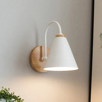 Metal & Wood Sconce 6 in Shade 9 in Reach Articulating Arm Bedside Task Light Bedroom Living Room Office Accent