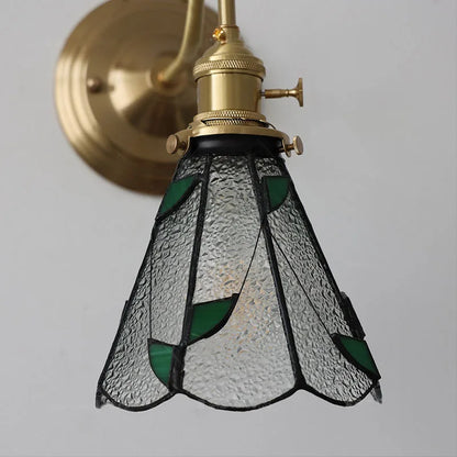 Vintage Sconce with Stained Glass Shade E27 Socket 10 in Wide Ambient Lighting for Bedrooms Hallways Retro Style Art Deco Inspired