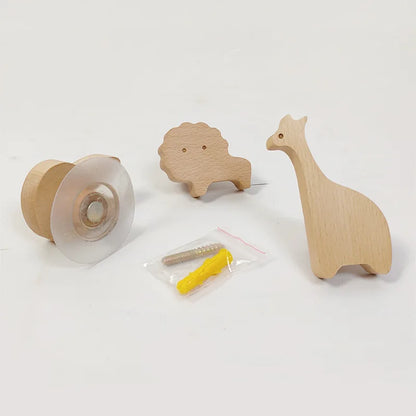 Animal-Shaped Wood Peg Rack for Kids' Rooms — Self-Stick or Screw-Mount Entryway Organizer, Nursery Decor Hanger for Coats, Backpacks & Acce