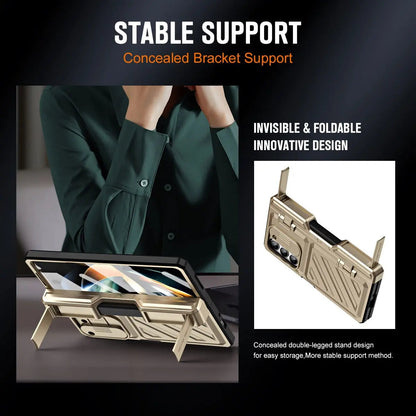 Foldable Phone Armor Case with Built-In Screen Guard & Kickstand for Samsung Galaxy Z Fold 4 / Z Fold 5 – Drop-Tested Protection