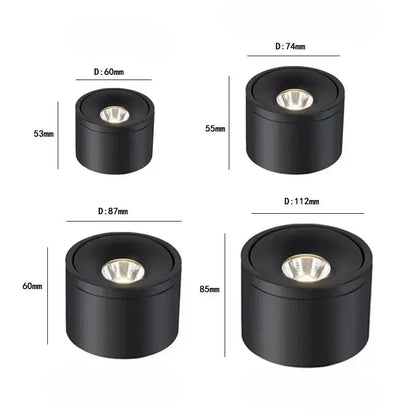 Rotatable LED Overhead Spot Light Fixture 4.4 in Diameter Aluminum Black White for Kitchen Island Living Room Adjustable Accent Track Lighti