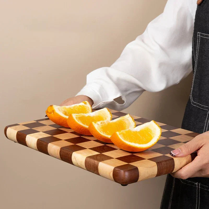 Acacia Wood Chopping Block Non-Slip Grip Natural Finish Kitchen Prep Board Serving Platter Countertop Carving Surface for Vegetables Cheese