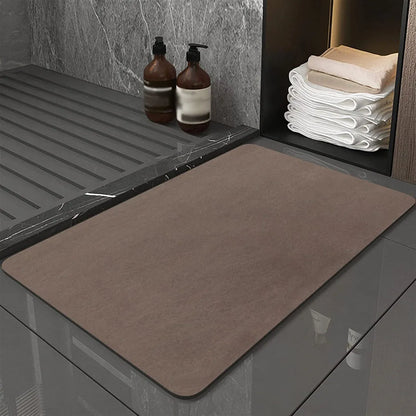 Stone Bath Mat Rapid-Dry 16x24 Inches Non-Slip Rubber Base Entryway Rug Beige Gray Navy for Shower Floor Bathroom Kitchen Door Balcony Water