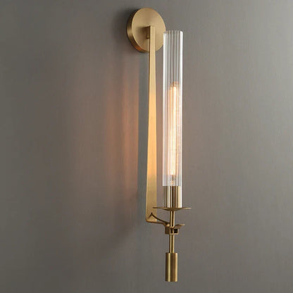 Contemporary Metal and Glass Wall Light Fixture for Bedroom Reading and Ambient Lighting