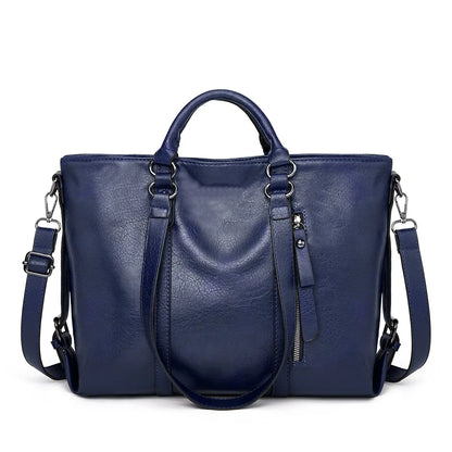 Spacious Leather Shoulder Bag for Women – Everyday Tote with Adjustable Strap & Interior Pockets for Work, Travel & Shopping