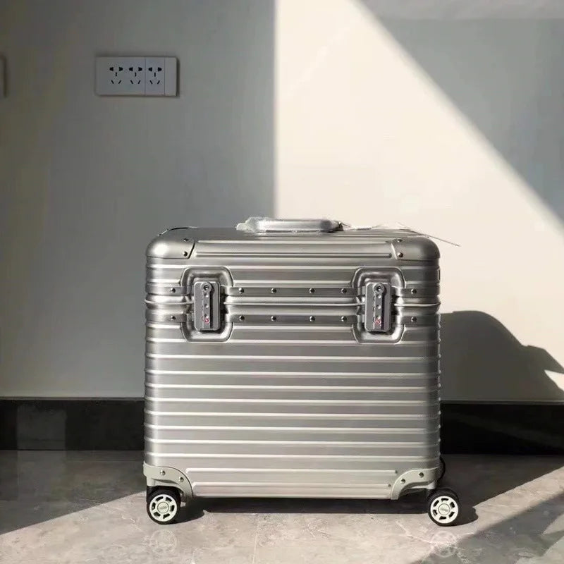Hard Shell Luggage Aluminum-Magnesium Spinner Suitcase TSA Lock Travel Carry-On and Checked Baggage Set for Business Trips Vacation