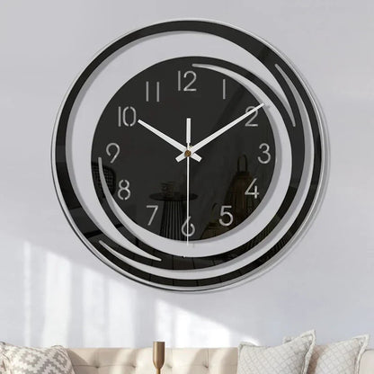 Black Acrylic Wall Clock Modern Geometric Silent Non-Ticking Scandinavian Home Decor for Living Room Bedroom Office