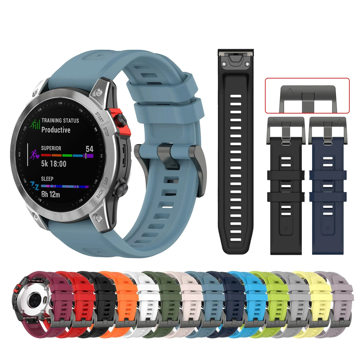 Silicone Fitness Watch Strap Replacement Band Compatible with Fenix, Instinct & Venu | Quick-Release Pin | Sweat-Resistant | For Outdoor