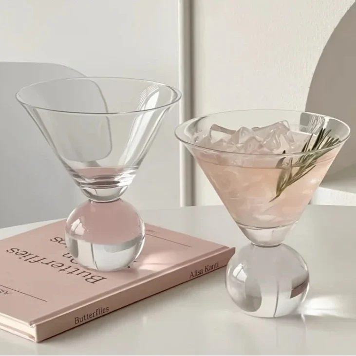 Crystal Cocktail Coupe with Globe Bowl 4 in Stemmed Barware for Martinis Home Bar Entertaining Premium Drinkware Clear Glass