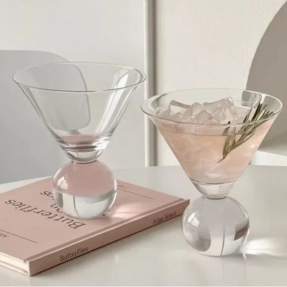 Crystal Cocktail Coupe with Globe Bowl 4 in Stemmed Barware for Martinis Home Bar Entertaining Premium Drinkware Clear Glass