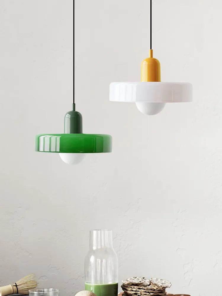 Two-Tone Glass Drop Ceiling Light Fixture for Kitchen Island Dining Room Modern Hanging Lamp