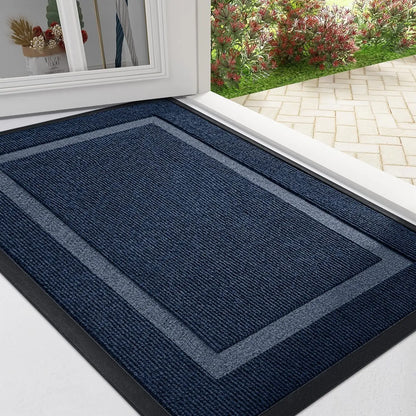 Rubber Entry Mat Slip-Resistant Low Profile for Front Door Back Door Patio Garage Hallway Mud Scraper Floor Protection