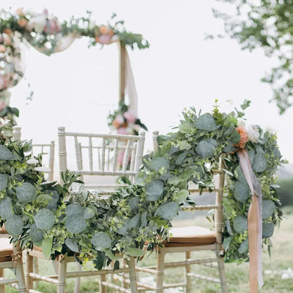 Artificial Eucalyptus Garland 70-Inch Greenery Strand Set of 2 for Mantel Staircase Wedding Party Home Decoration