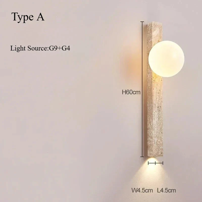Textured Stone Wall Sconce with Frosted Globe LED Uplight Downlight Khaki Finish for Bedroom Hallway Living Room Ambient Lighting Modern Org