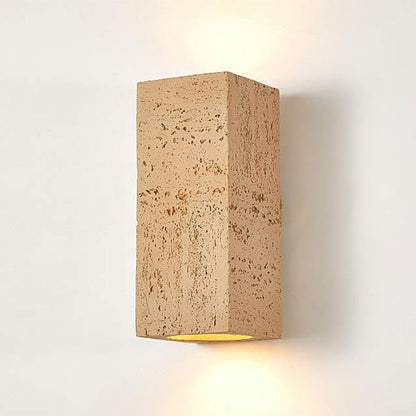 Rectangular Cement Sconce with Bidirectional Glow for Bedrooms, Hallways & Living Areas | Minimalist Stone-Effect Fixture